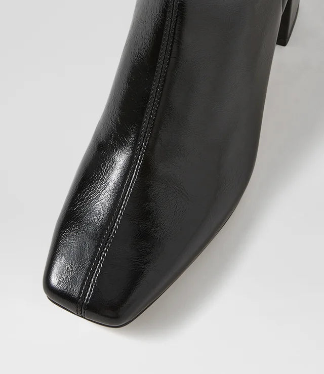 Wilara Black Crinkle Stretch Ankle Boots