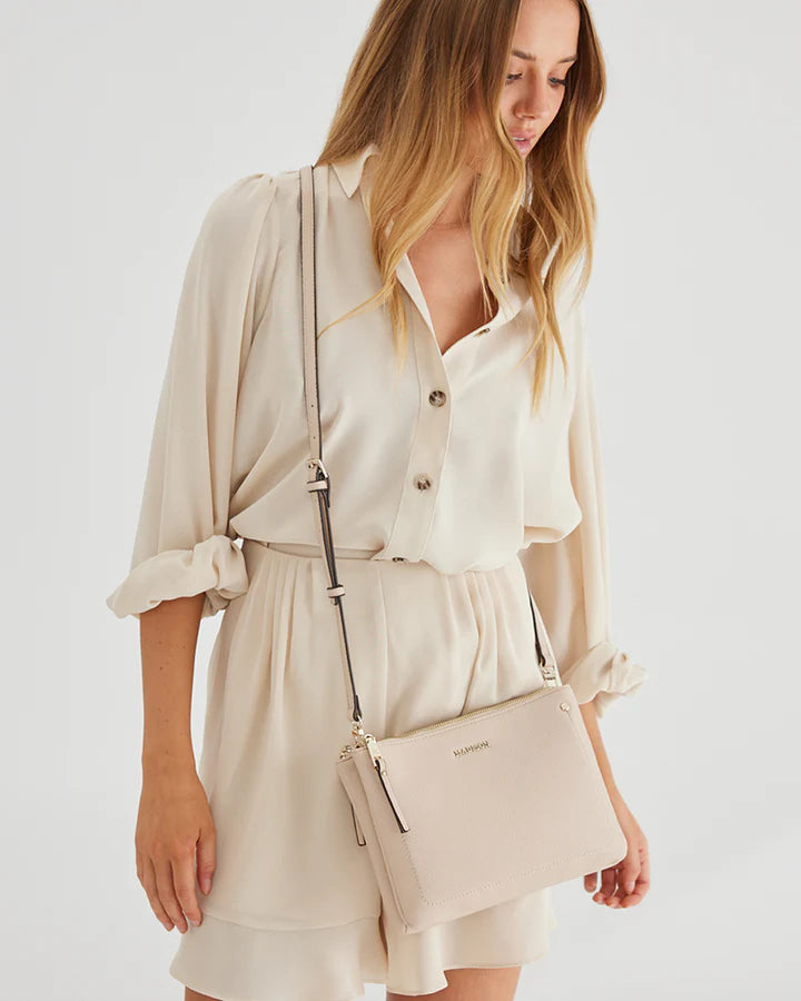 Charlotte Double Zip Crossbody Bag - Nude