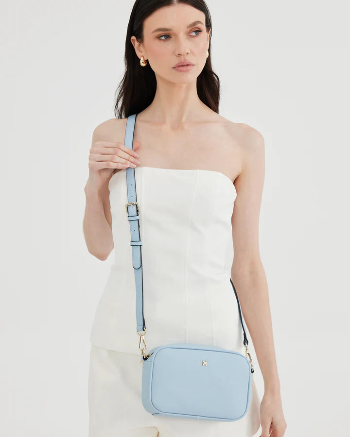 Monica Camera Crossbody Bag Powder Blue/Light Gold