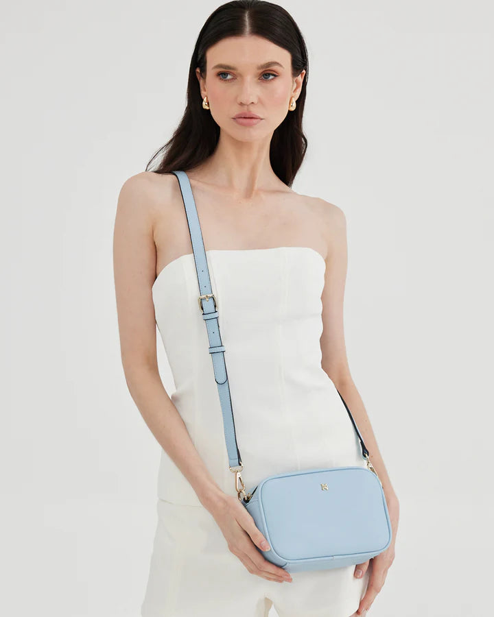 Monica Camera Crossbody Bag Powder Blue/Light Gold