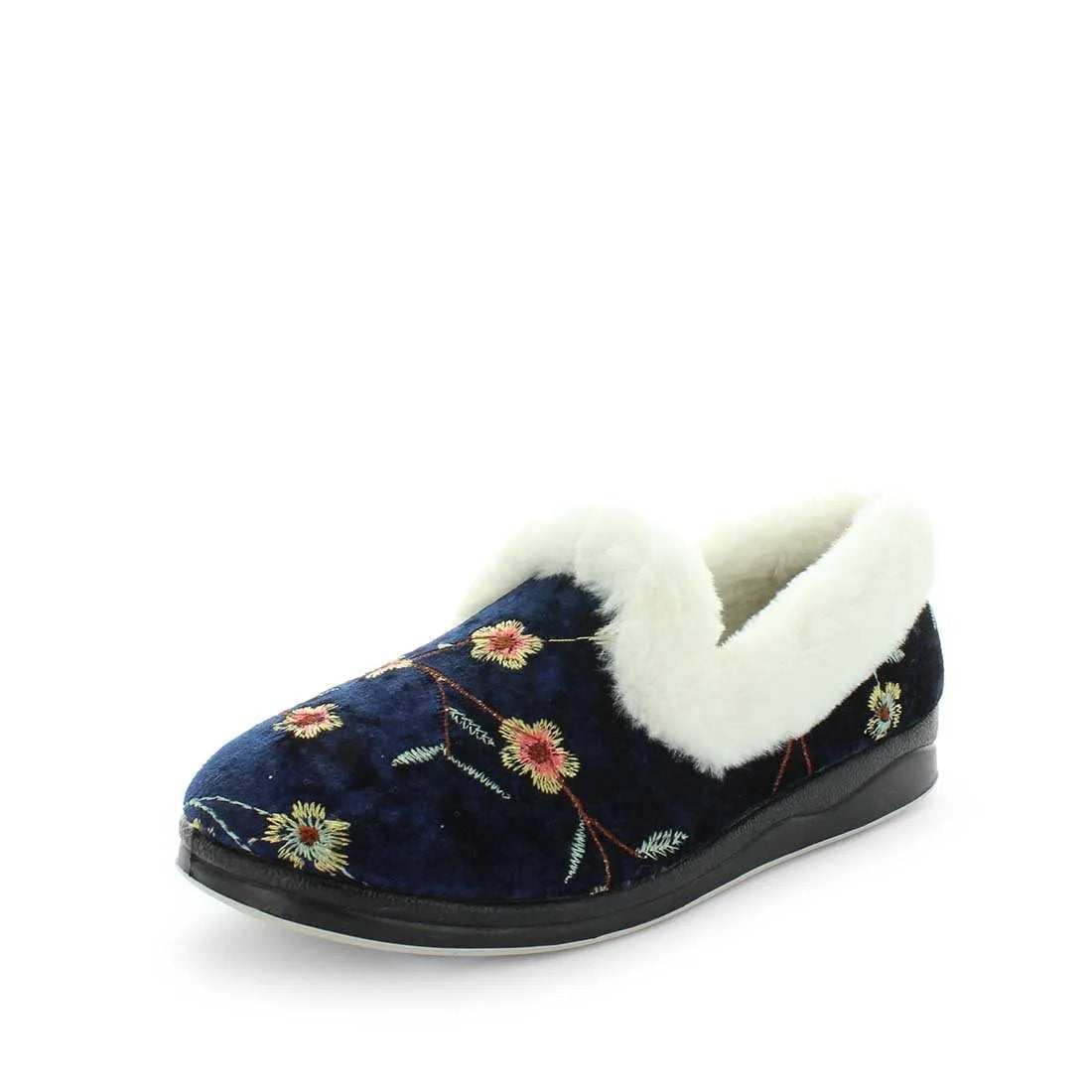 Emille Womens Slipper Blue Embroidery