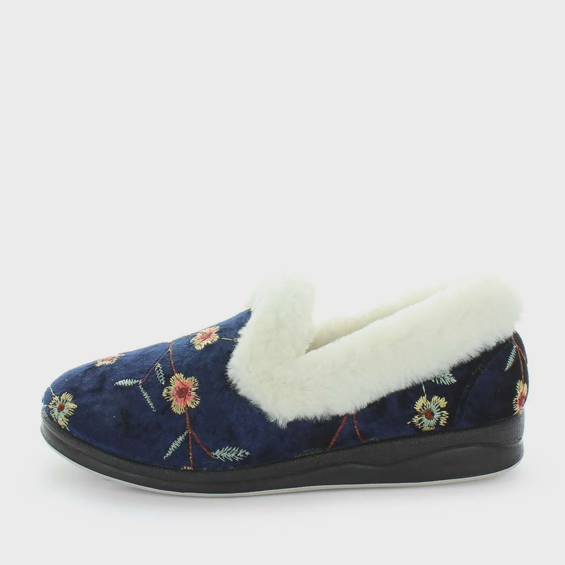 Emille Womens Slipper Blue Embroidery
