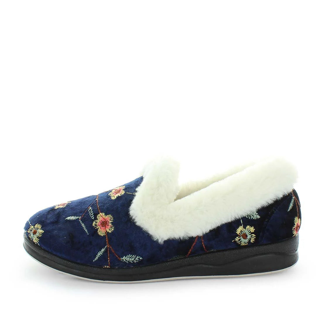 Emille Womens Slipper Blue Embroidery