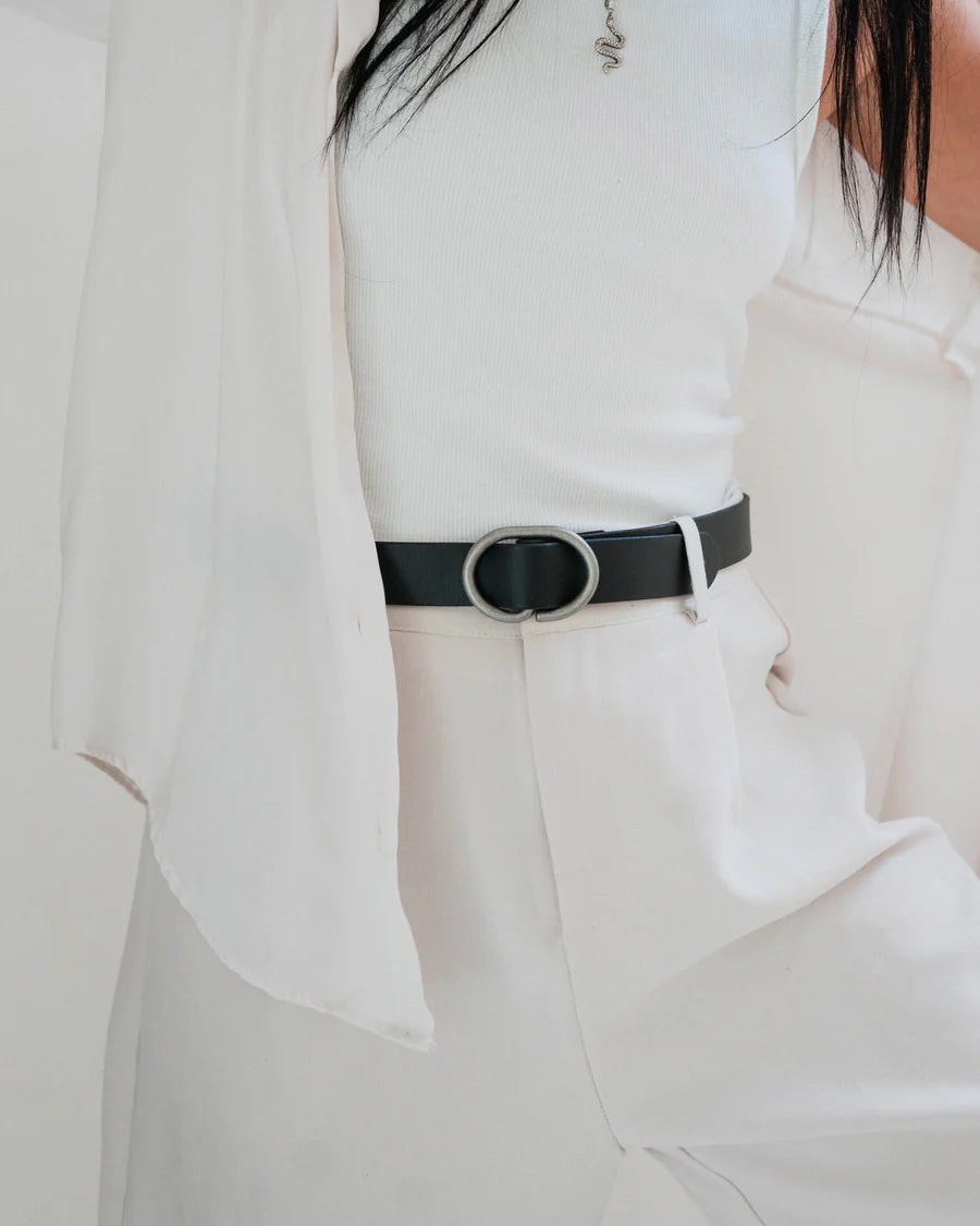 Daisy Leather  Belt  Black