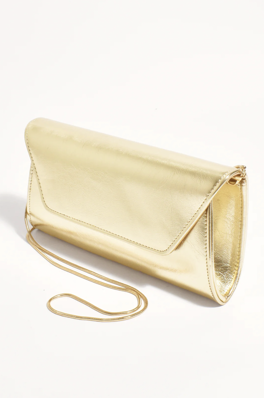 Suzie Gloss Fold Over Clutch (Gold)