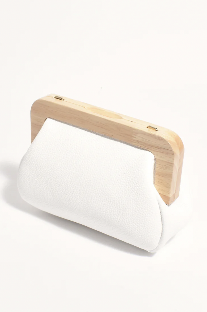 Kimmi Timber Frame Clutch White