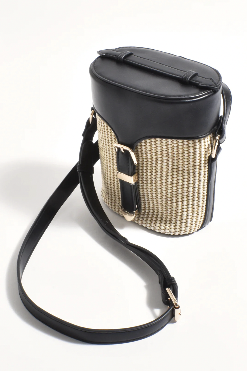 Rosa Basket Buckle Bag Black/Natural