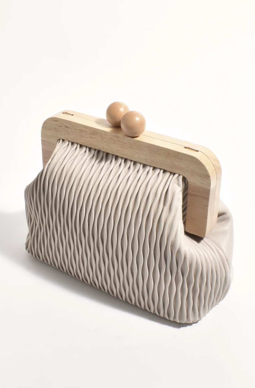 Piper Wavy Timber Frame Clutch Mocha/Natural