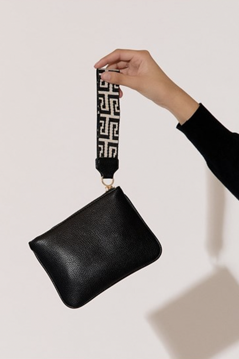 Leila Geo Webbing Pouch (Black)