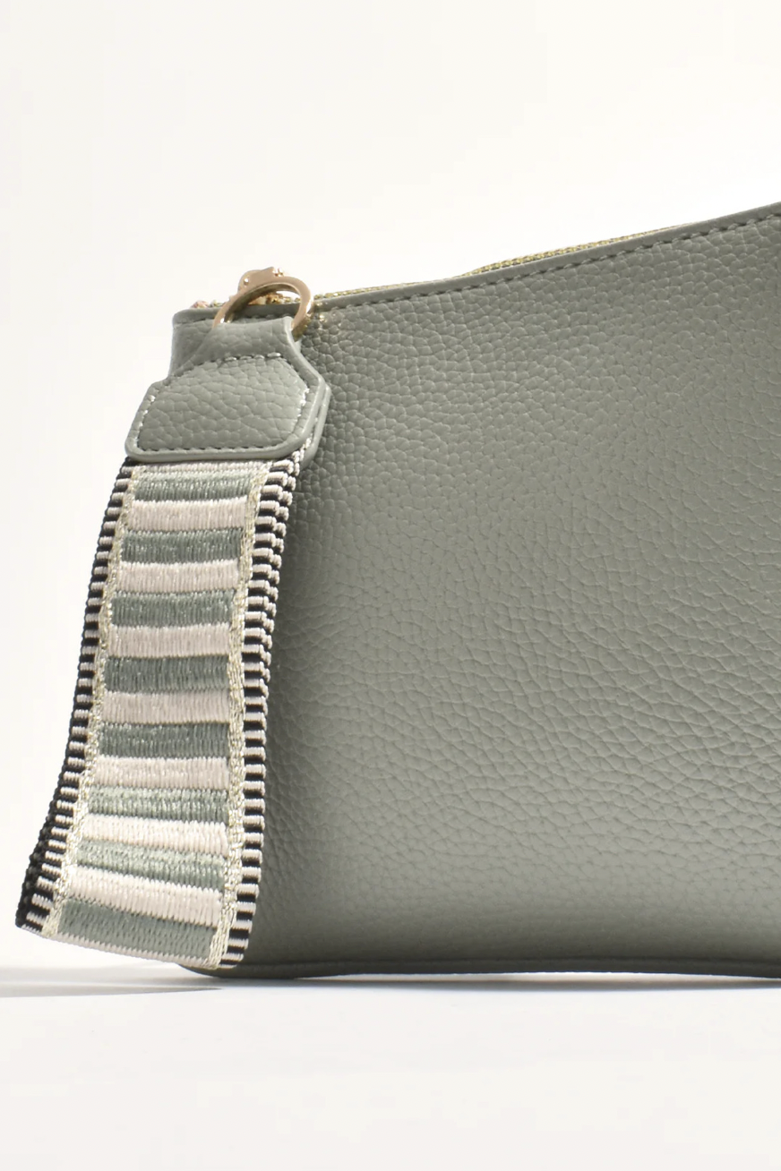 Frankie Striped Webbing Pouch Sage