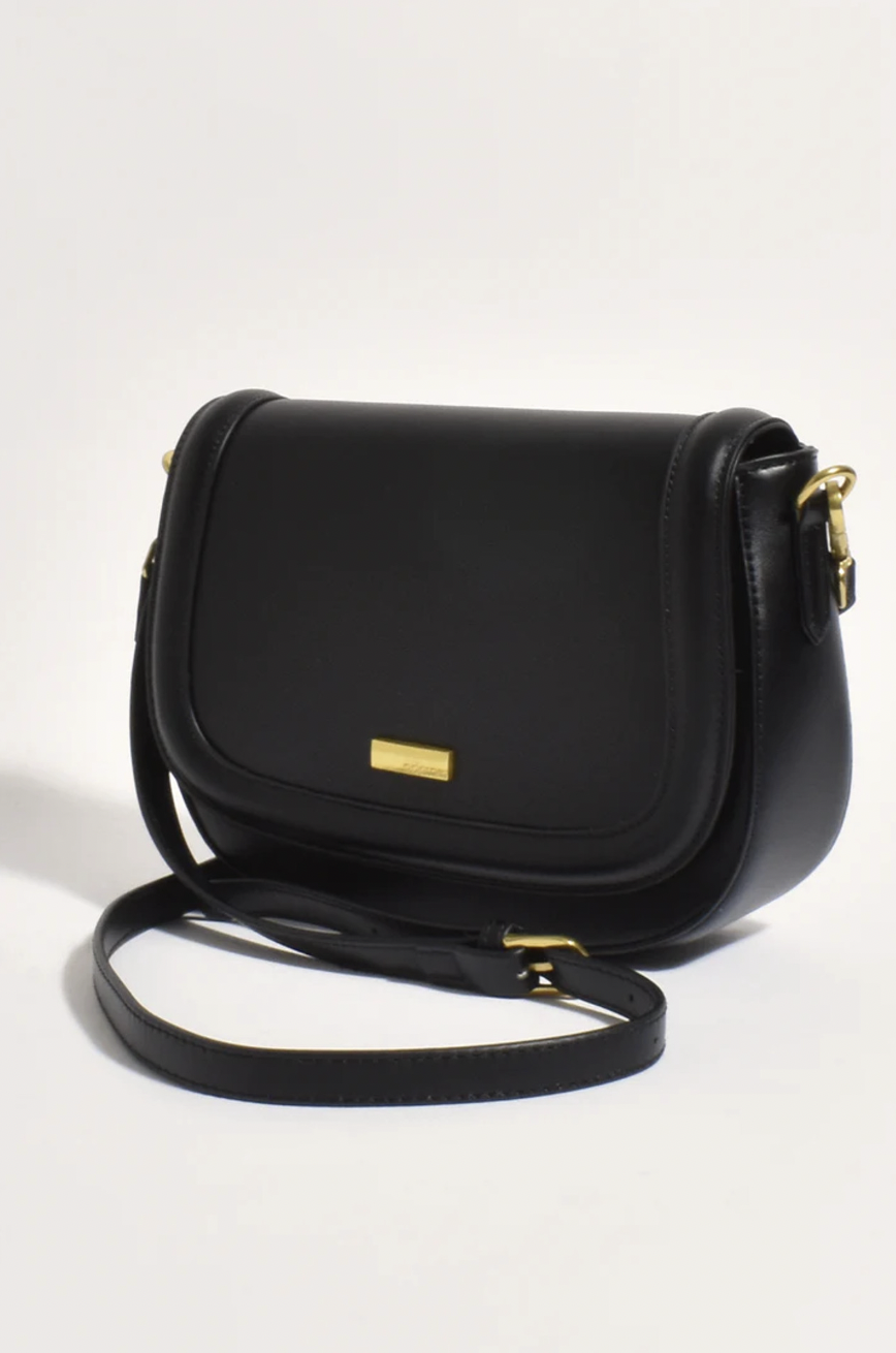 Lulu Saddle Webbing Strap Bag (Black)