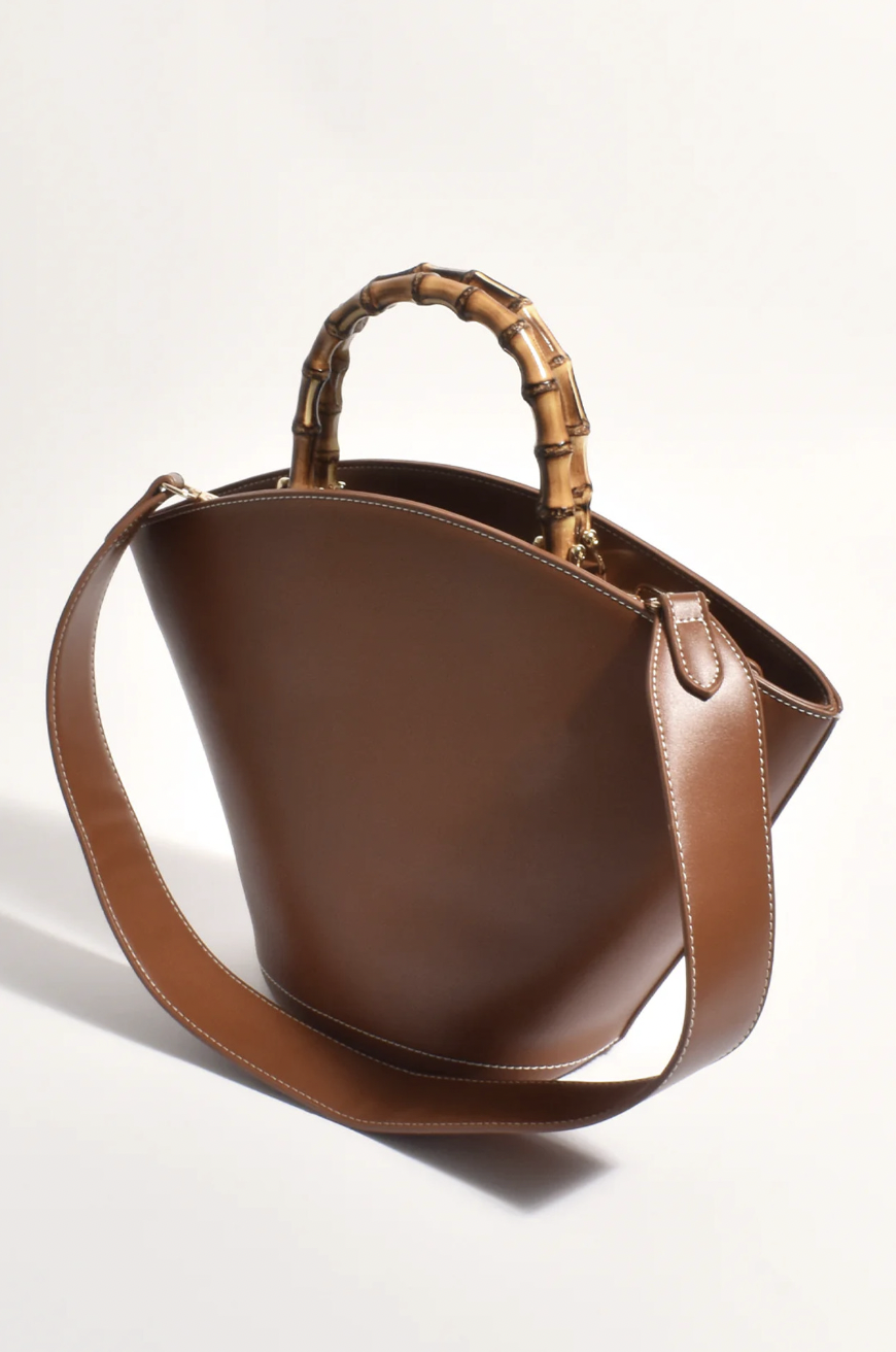 Beatrix Bamboo Bucket Bag Tan