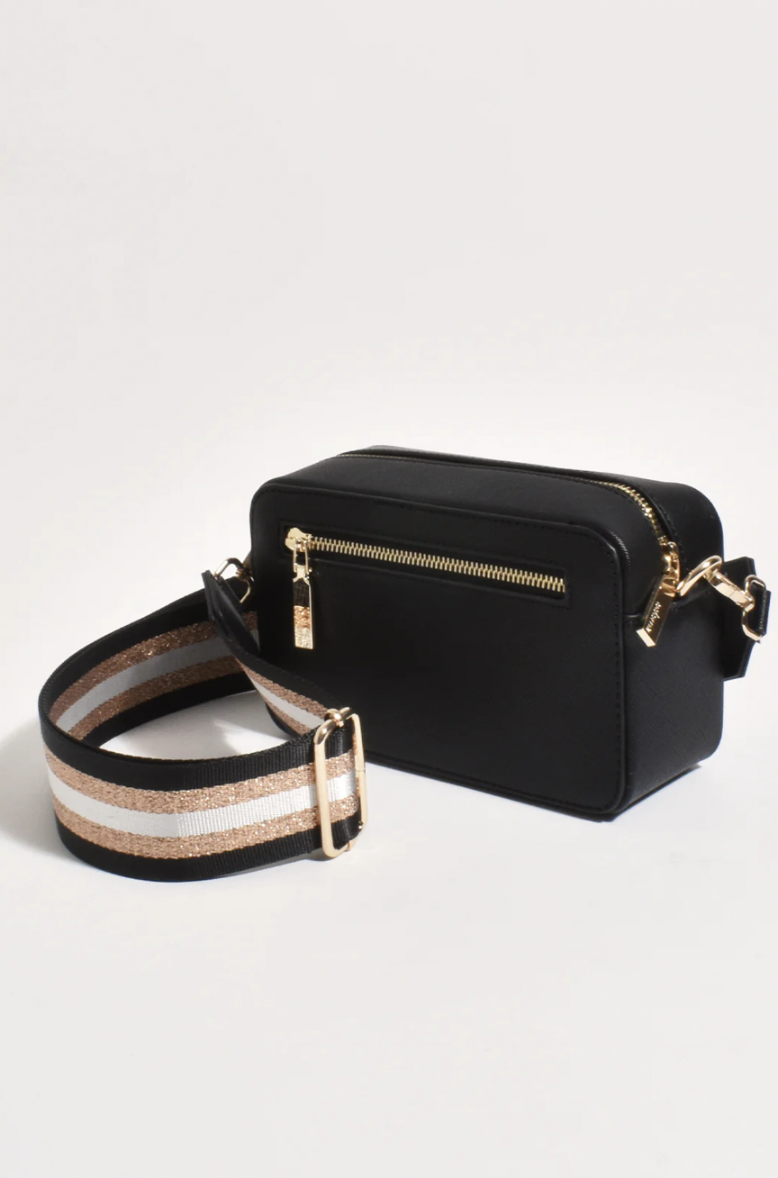 Ivy Webbing Strap Cross Body Bag Black