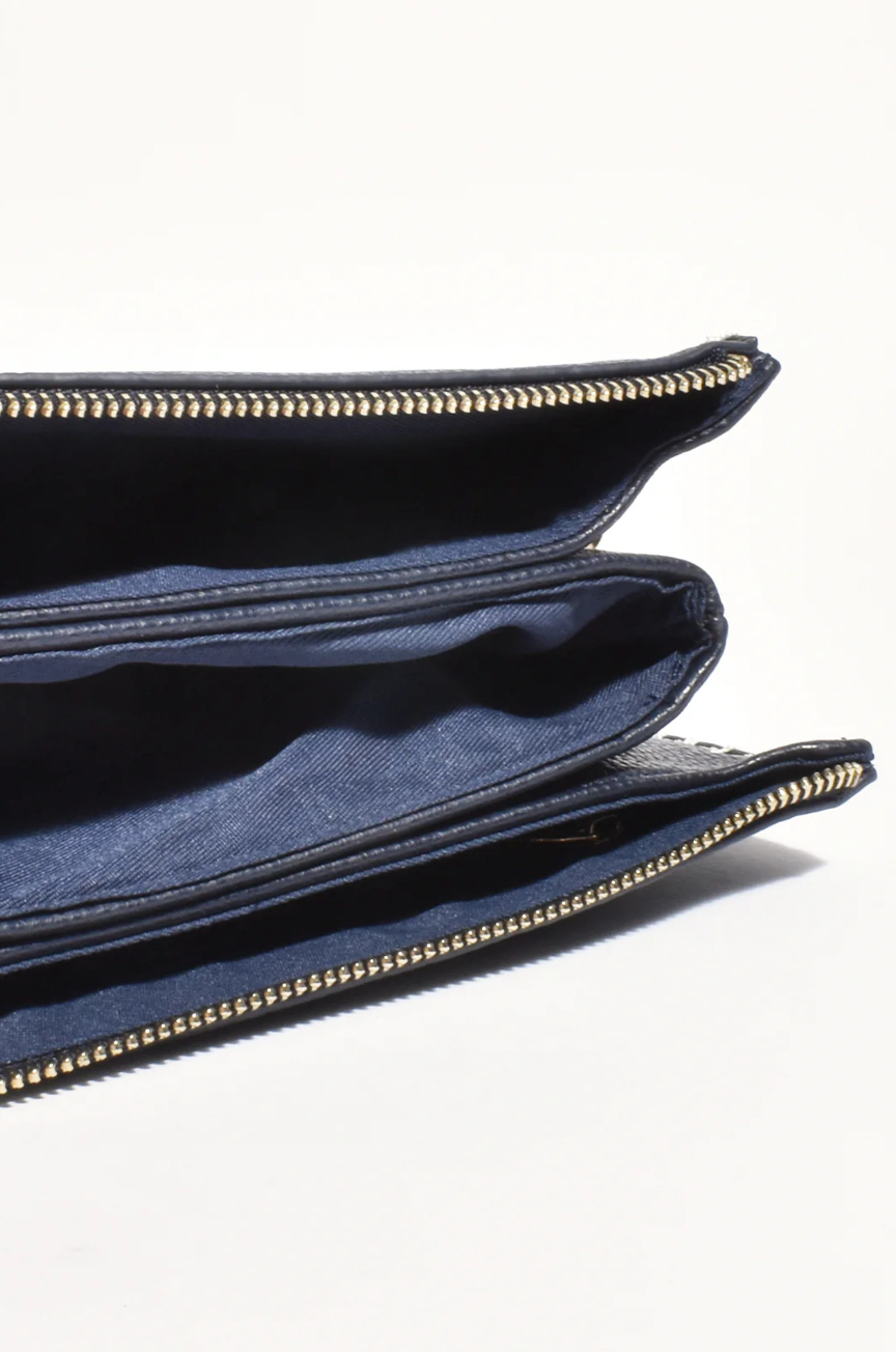 Bobbi Blanket Stitch Clutch (Navy)