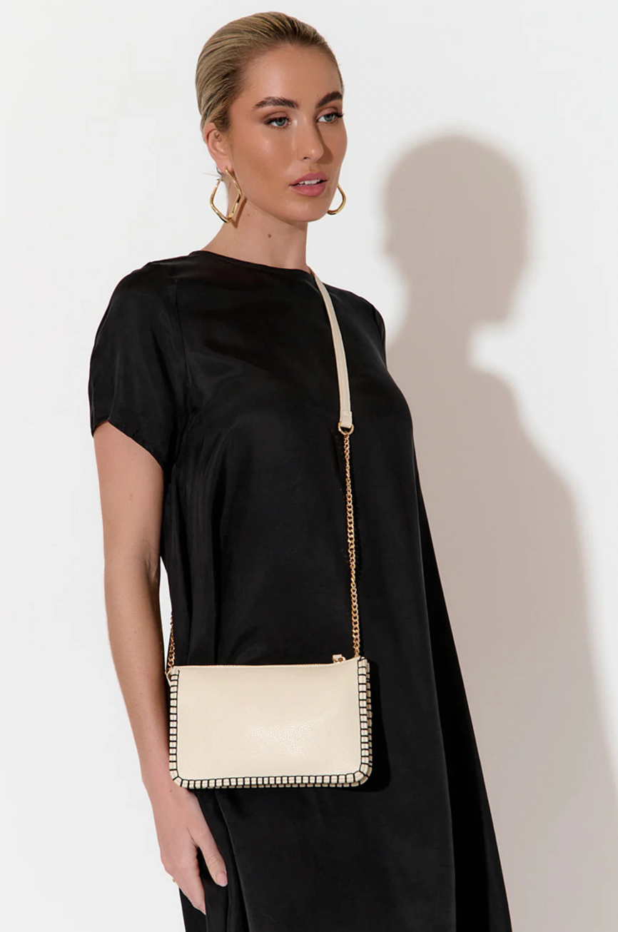 Bobbi Blanket Stitch Clutch (Navy)