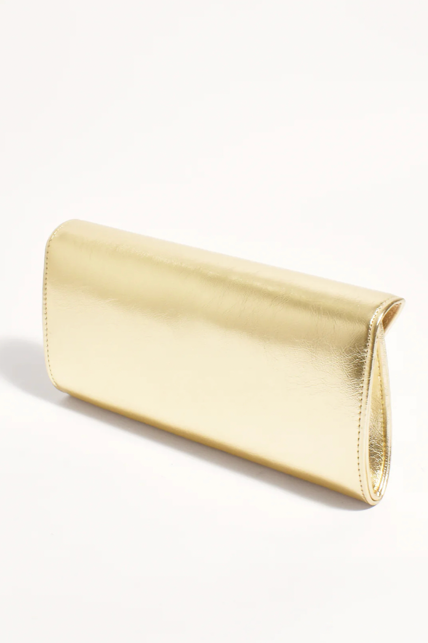 Suzie Gloss Fold Over Clutch (Gold)