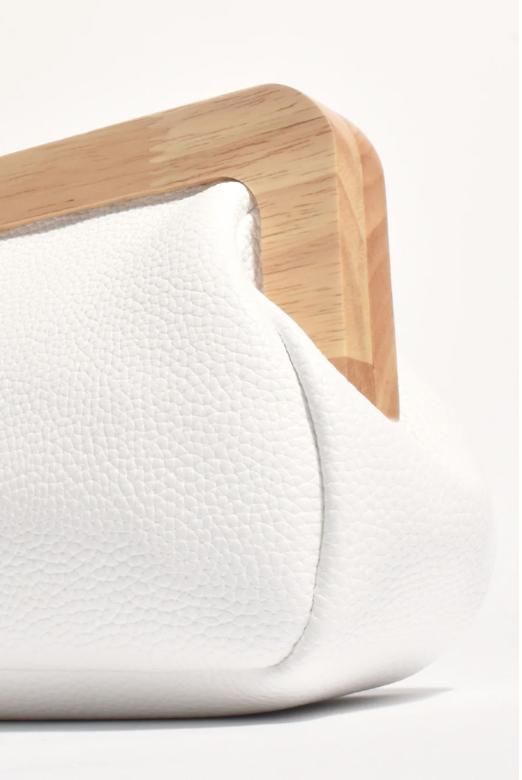 Kimmi Timber Frame Clutch White