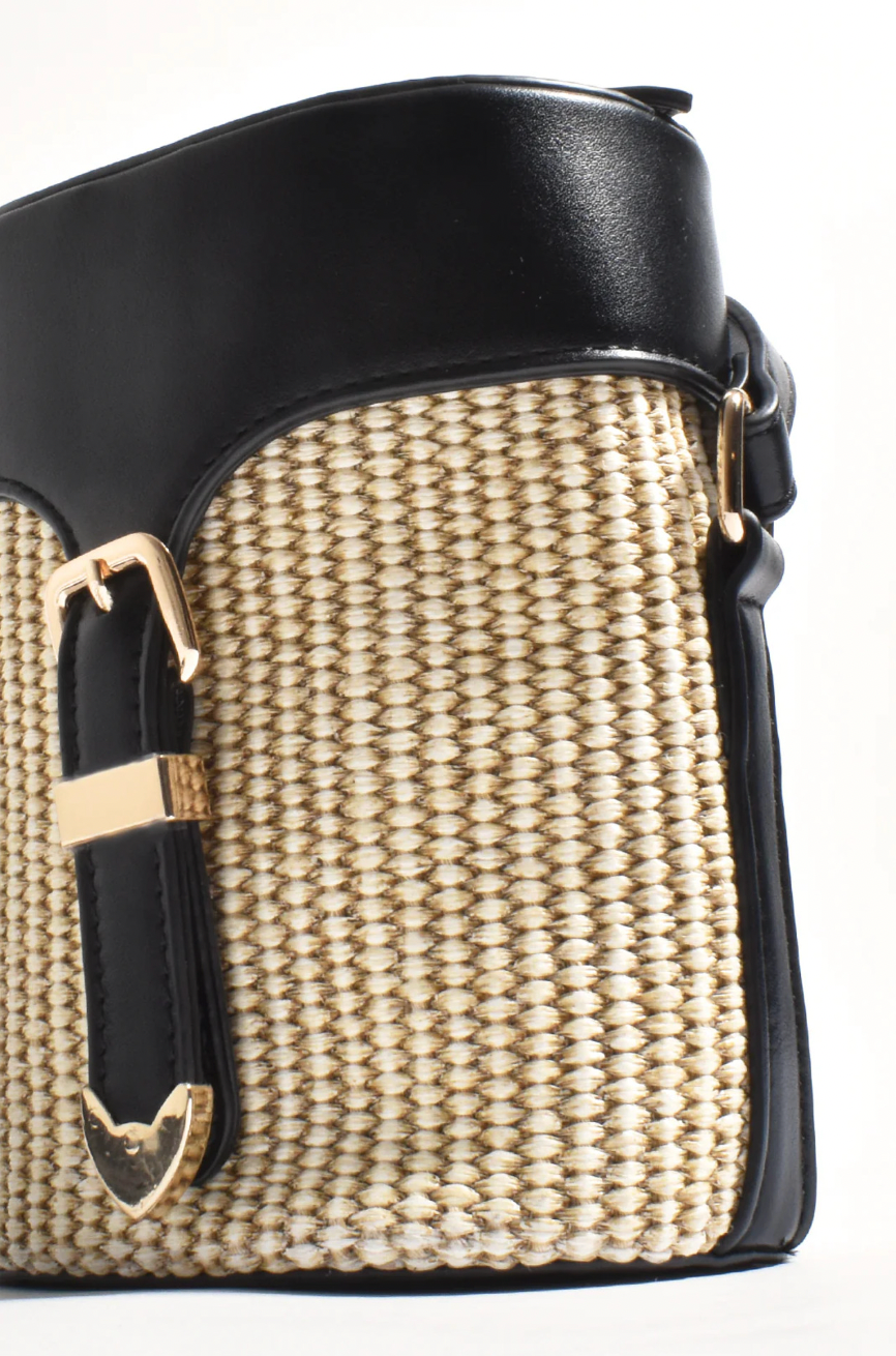 Rosa Basket Buckle Bag Black/Natural