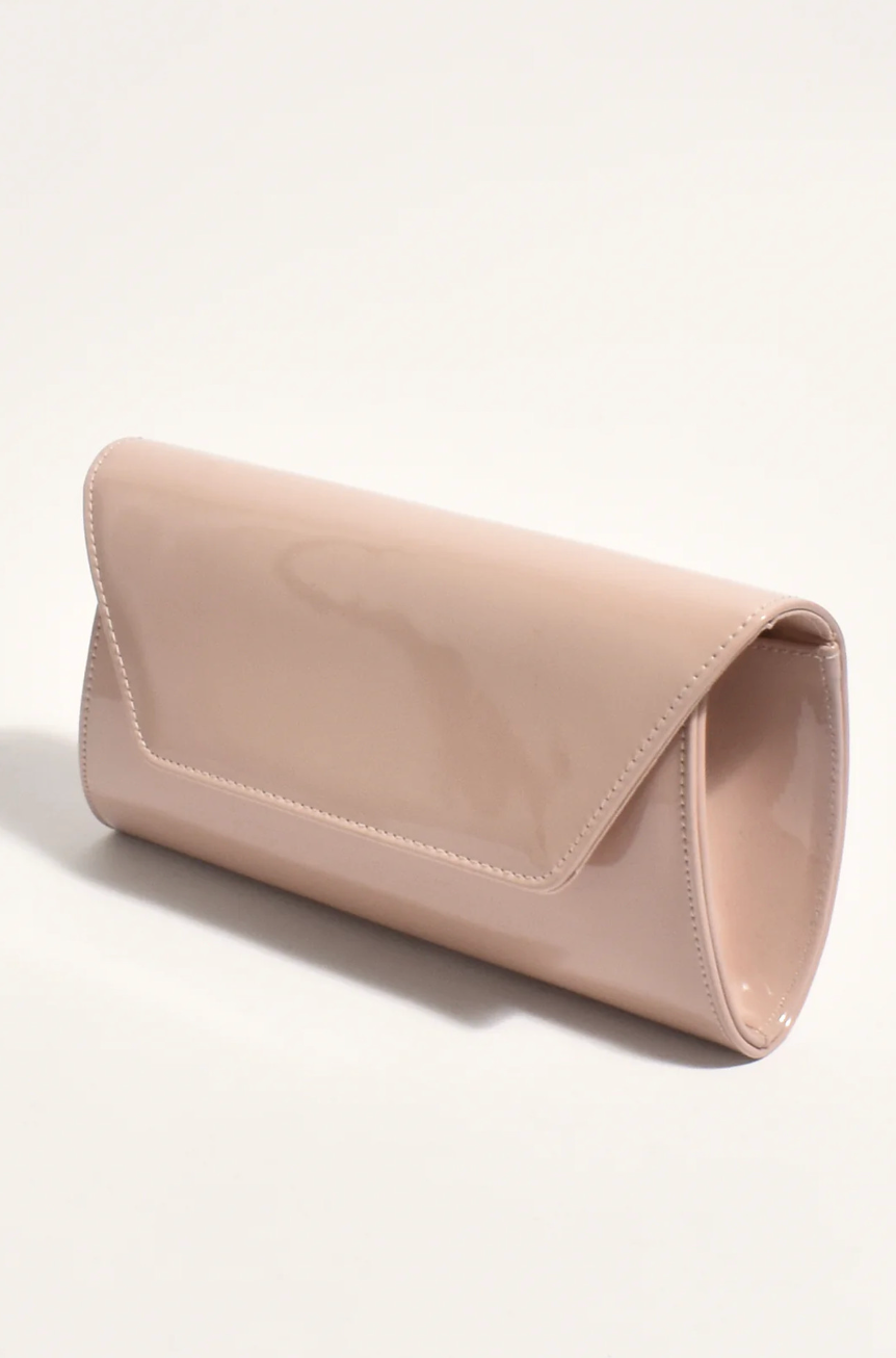 Suzie Gloss Fold Over Clutch (Nude)