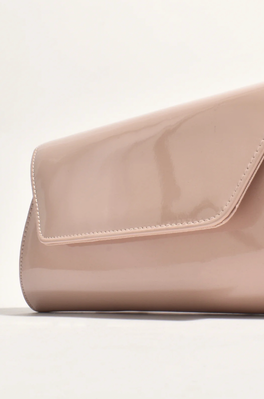 Suzie Gloss Fold Over Clutch (Nude)