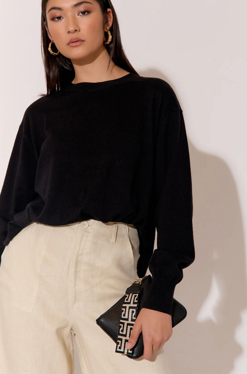 Leila Geo Webbing Pouch (Black)