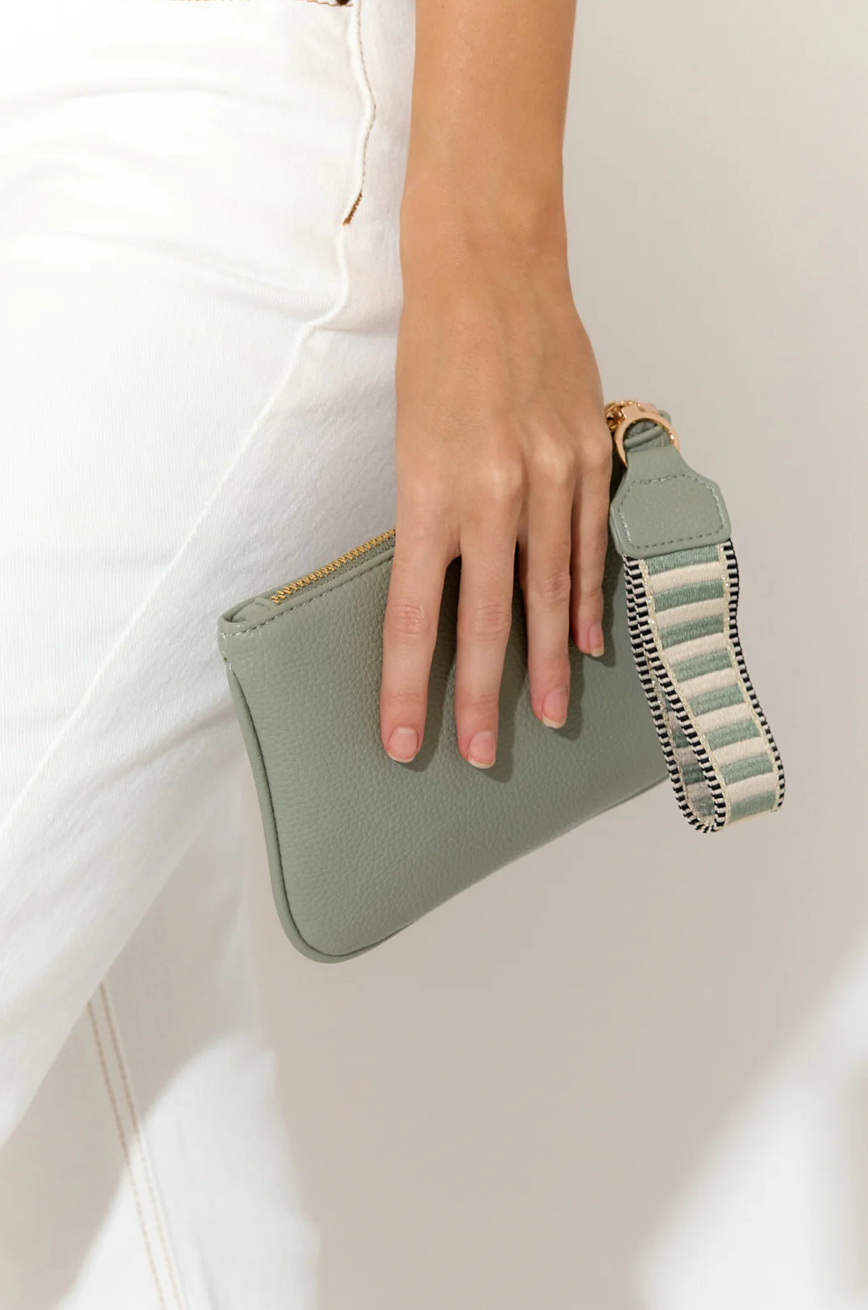 Frankie Striped Webbing Pouch Sage