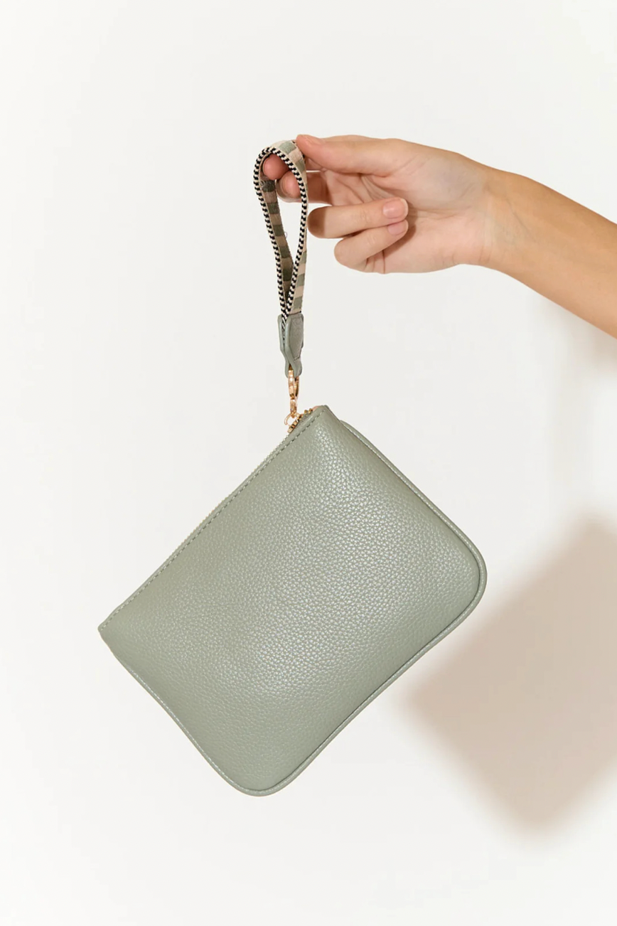 Frankie Striped Webbing Pouch Sage