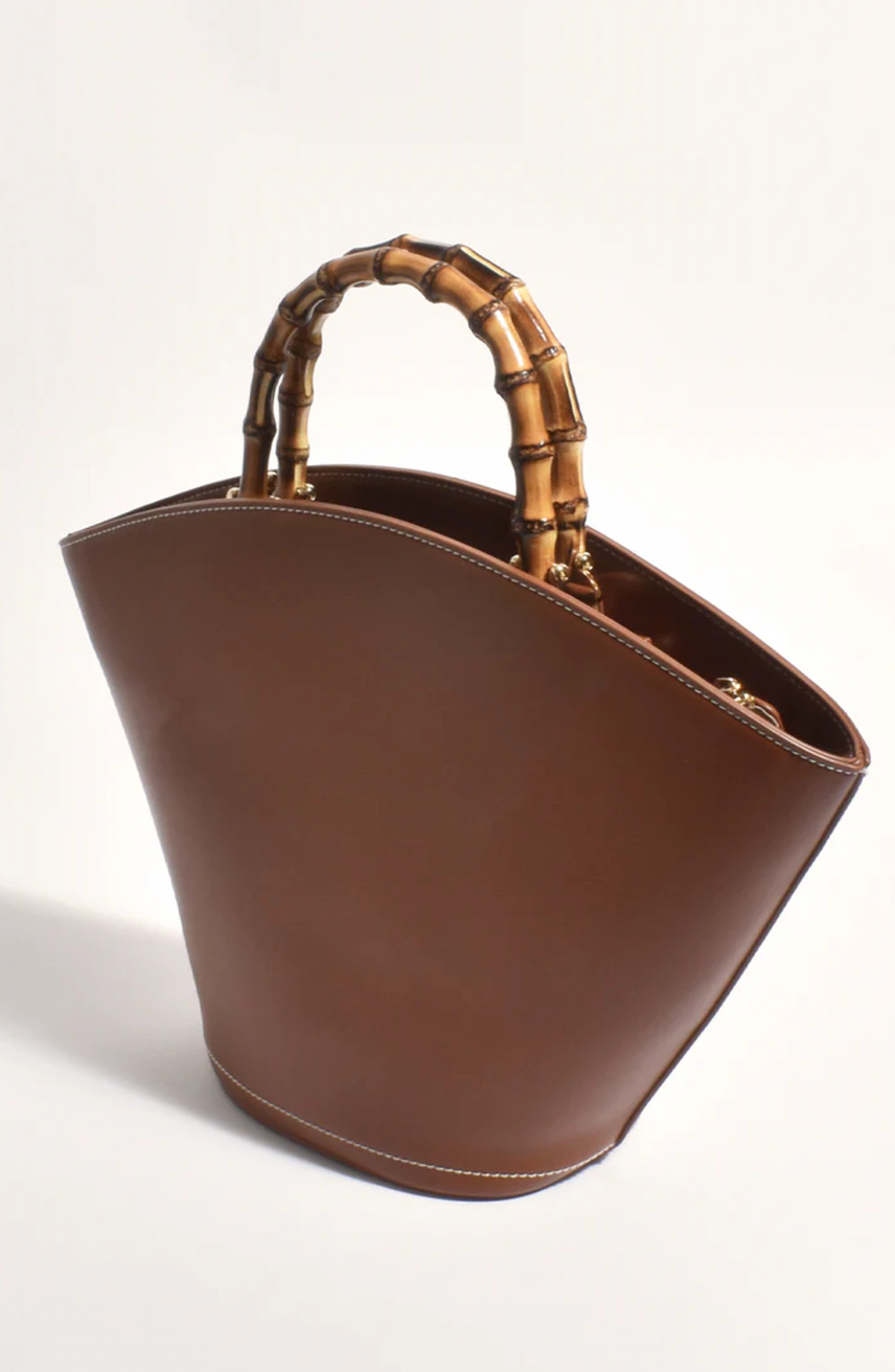 Beatrix Bamboo Bucket Bag Tan