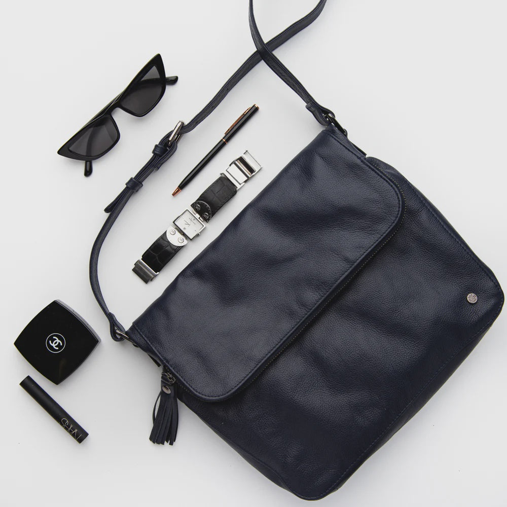 Alexa Leather Satchel Black