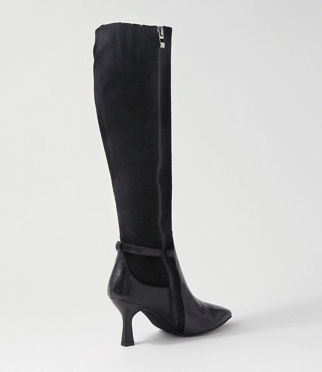 Larnow Knee High Suede / Leather Black