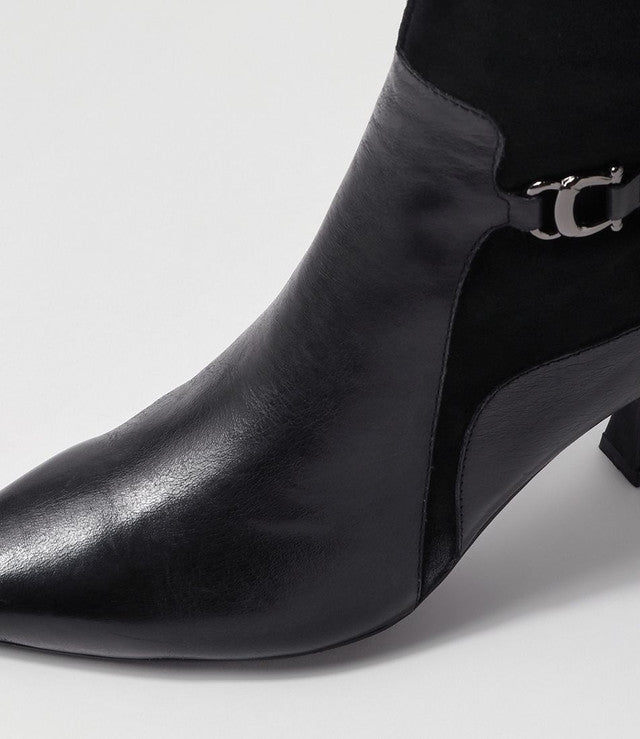 Larnow Knee High Suede / Leather Black