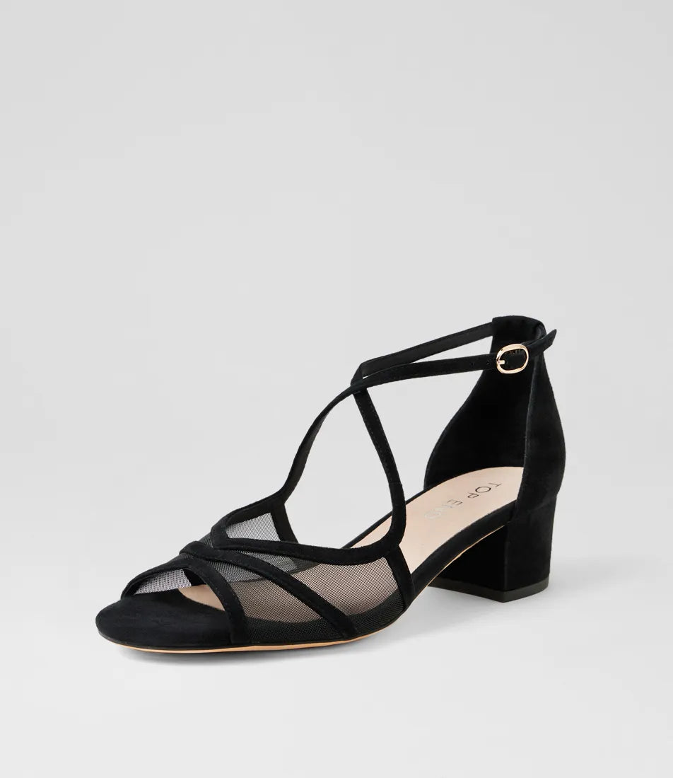 Daciana Suede Mesh Sandals Black