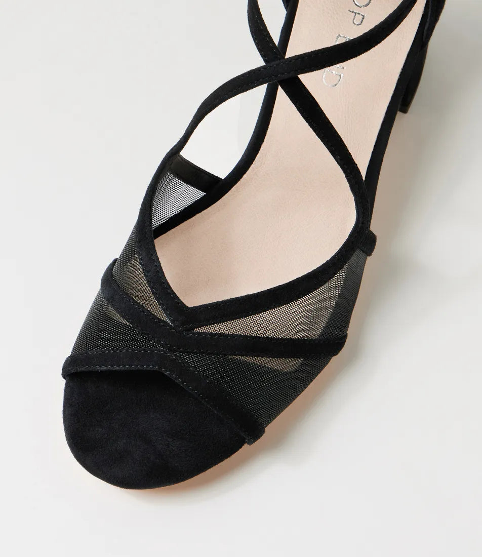 Daciana Suede Mesh Sandals Black