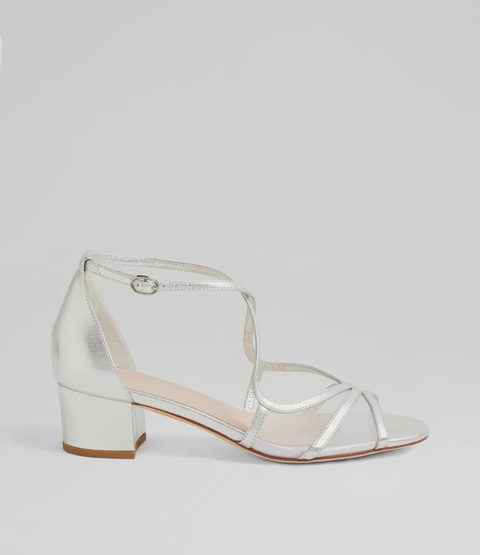 Daciana Suede Mesh Sandals Silver