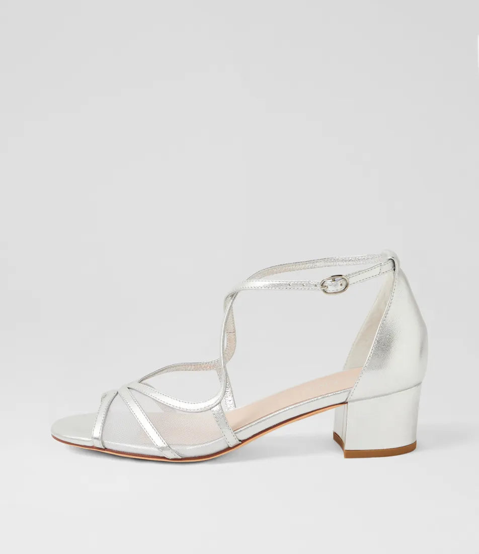 Daciana Suede Mesh Sandals Silver