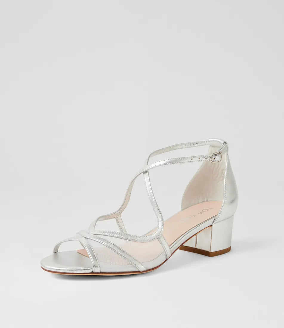 Daciana Suede Mesh Sandals Silver