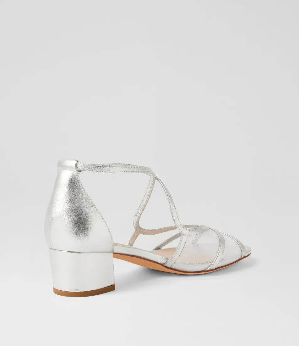 Daciana Suede Mesh Sandals Silver