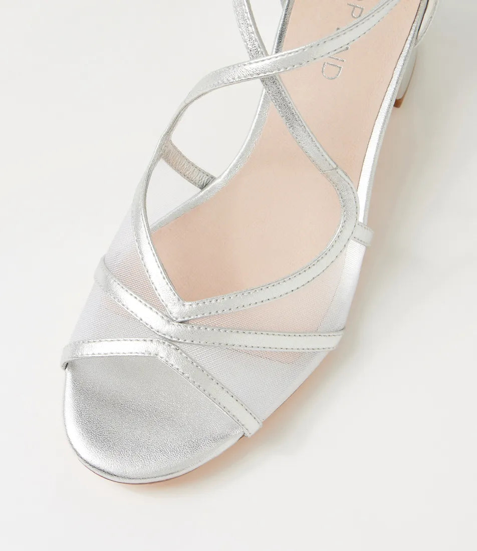 Daciana Suede Mesh Sandals Silver