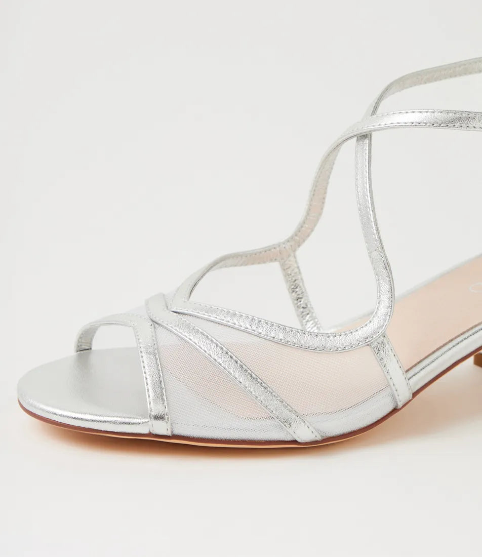 Daciana Suede Mesh Sandals Silver