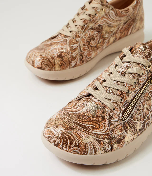 Solar Sneaker Choc and Gold Paisley