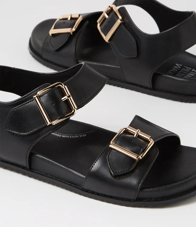 Hastice W Black Leather Sandals