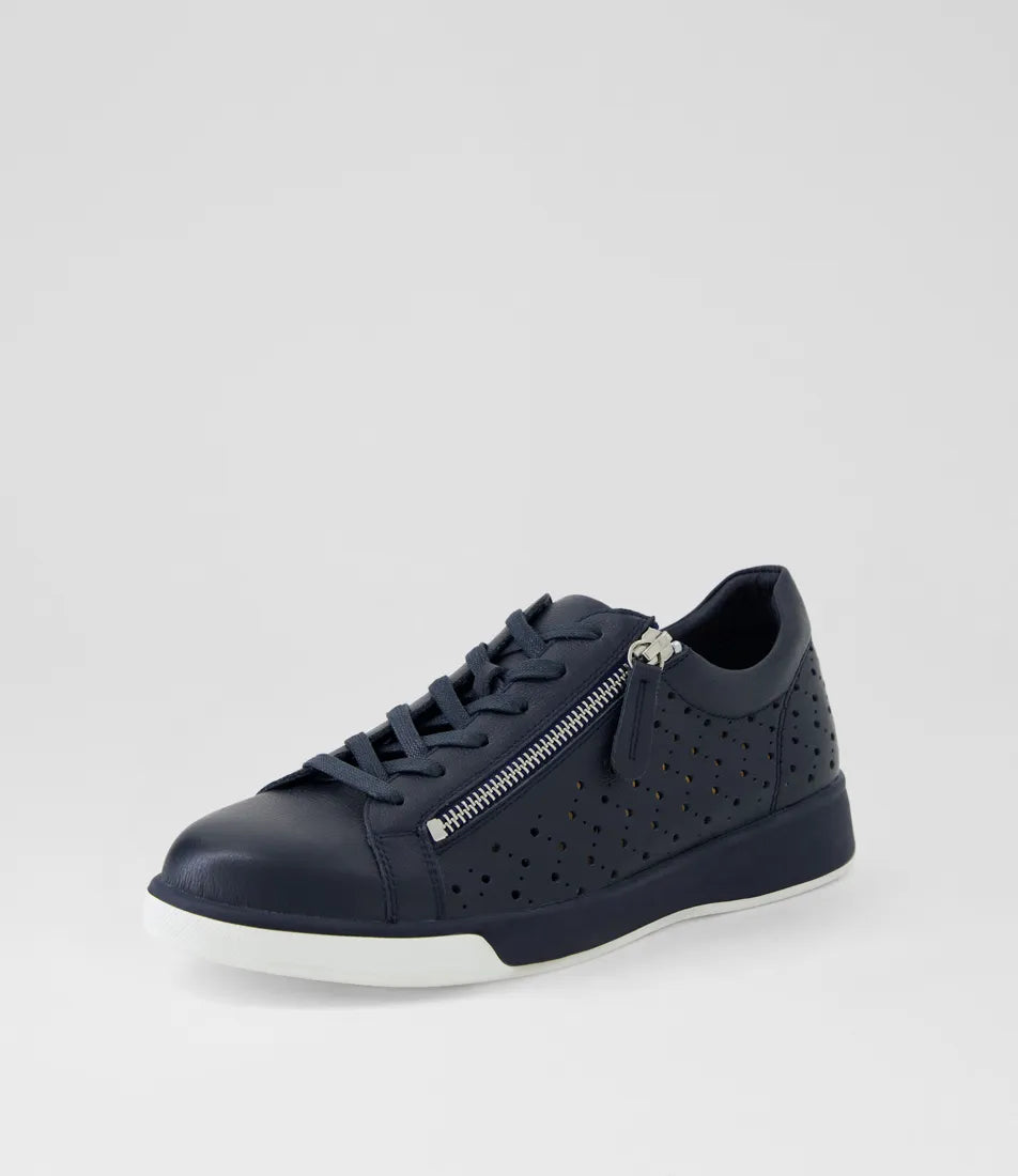 Aurie Xf Navy Leather Sneakers