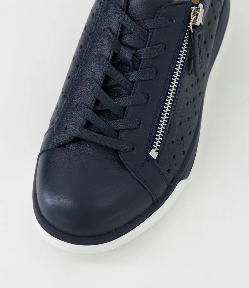 Aurie Xf Navy Leather Sneakers