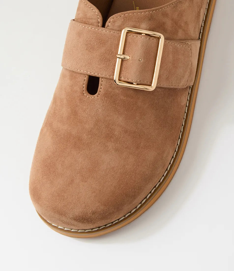 Moris2 W Coffee Natural Suede Flat Shoes