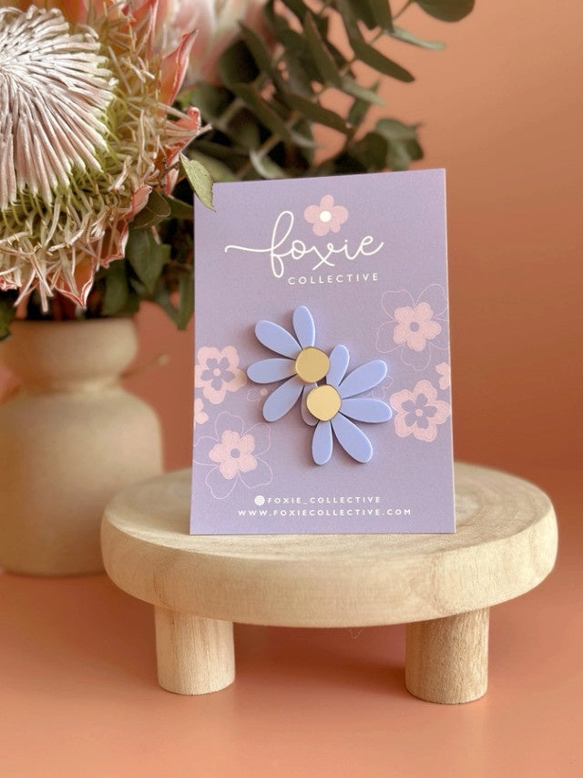 Jumbo Daisy Stud Earrings | Periwinkle + Gold