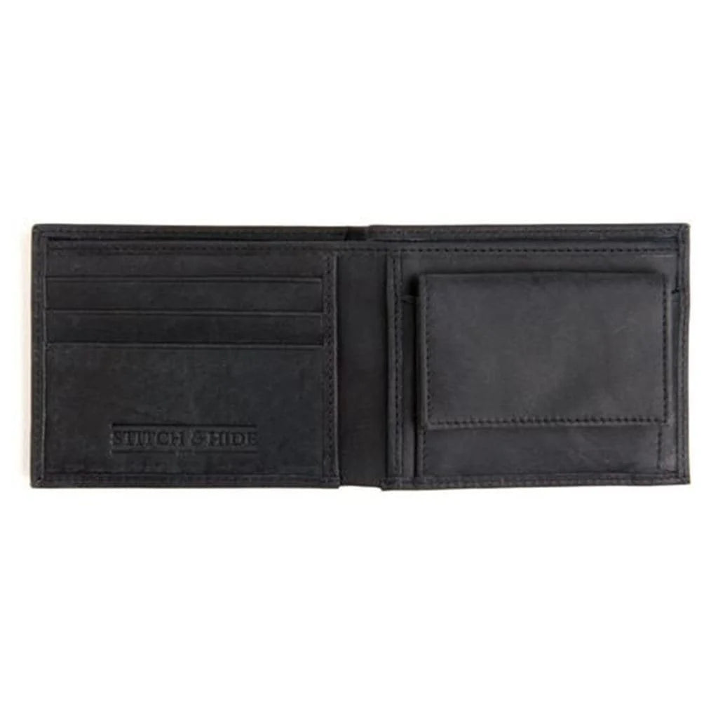 George Leather Wallet  Steel /Black