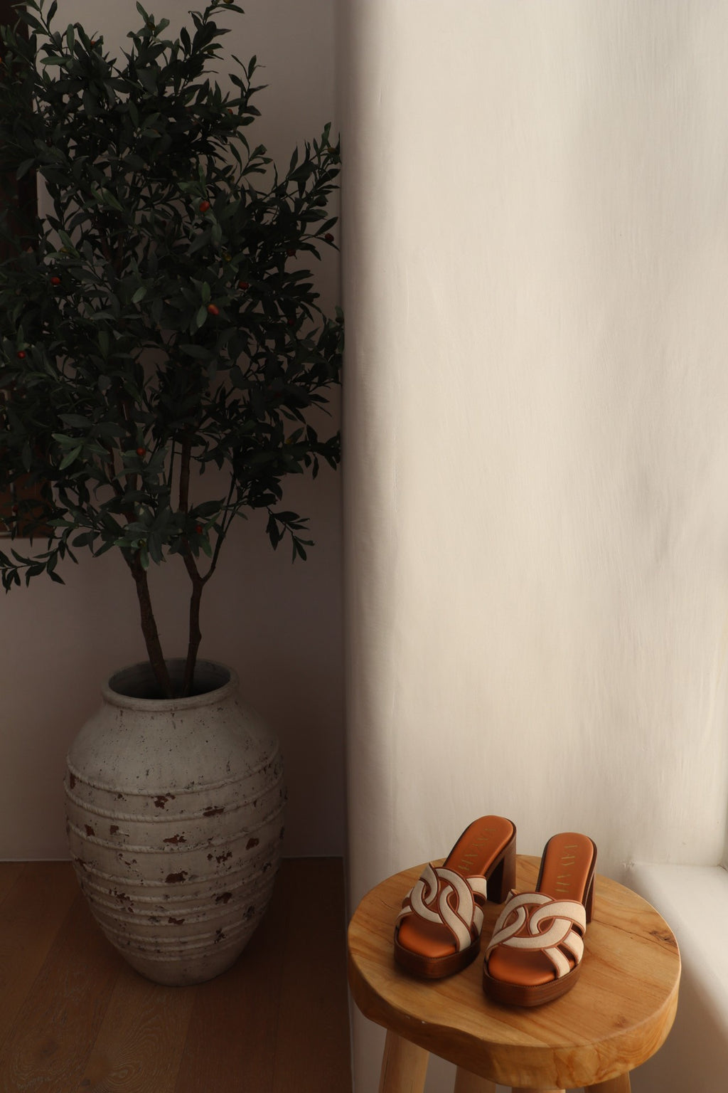 Alicia Block Heel Beige Suede