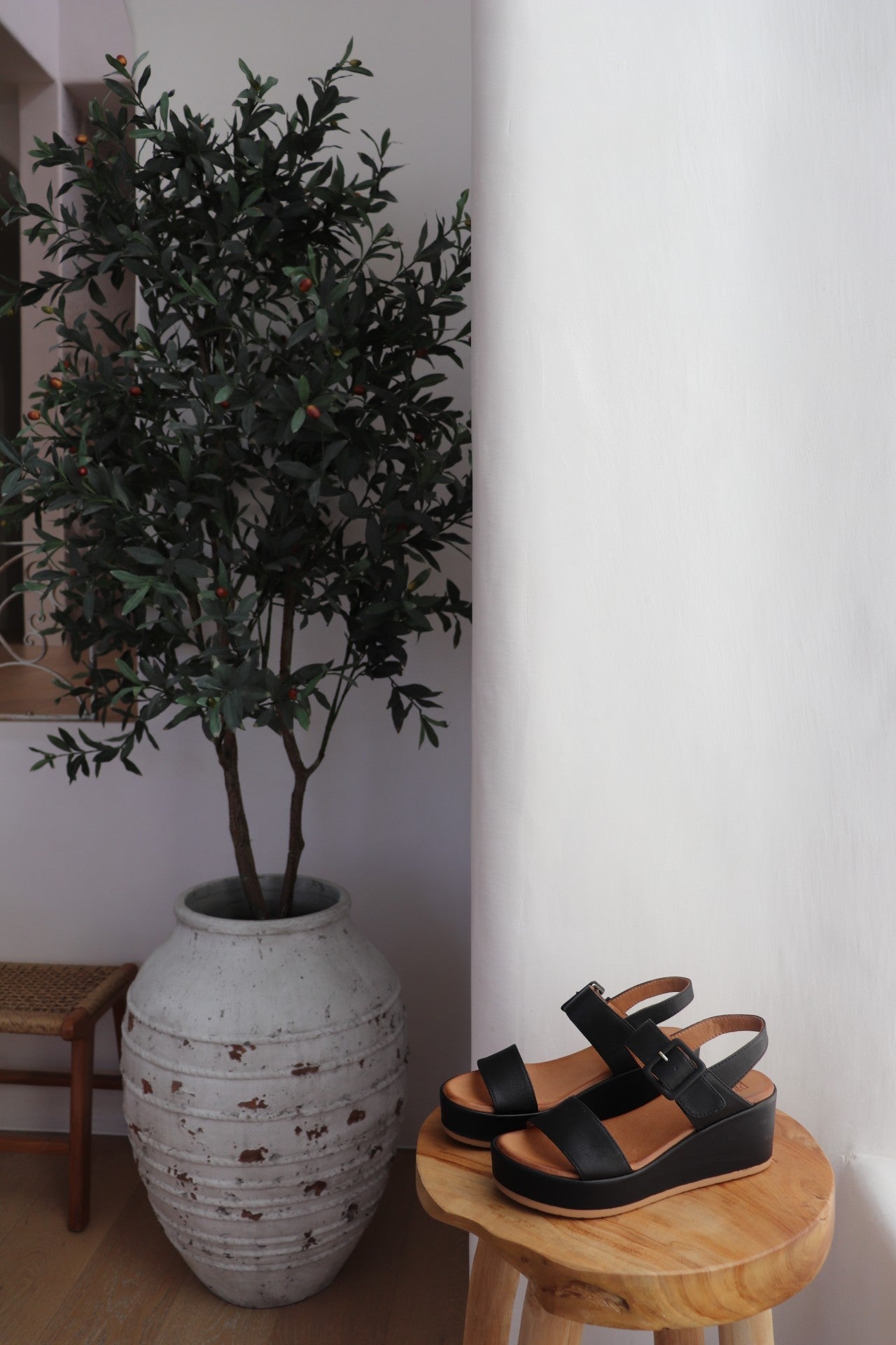 Penny Leather Wedge Black