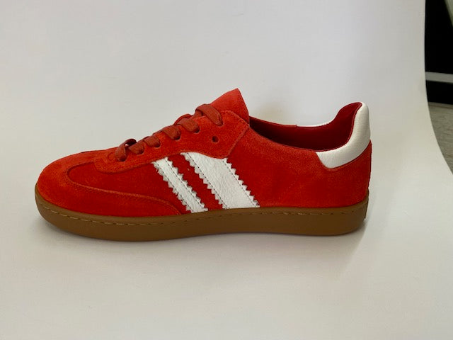 Hanni Leather Suede Sneakers Tomato/ White