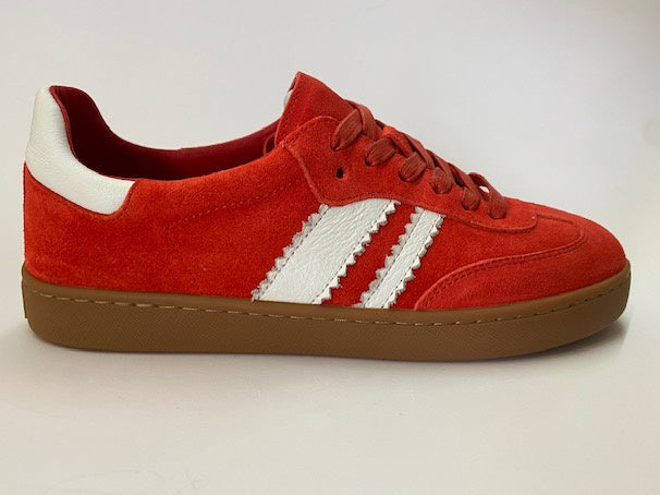Hanni Leather Suede Sneakers Tomato/ White